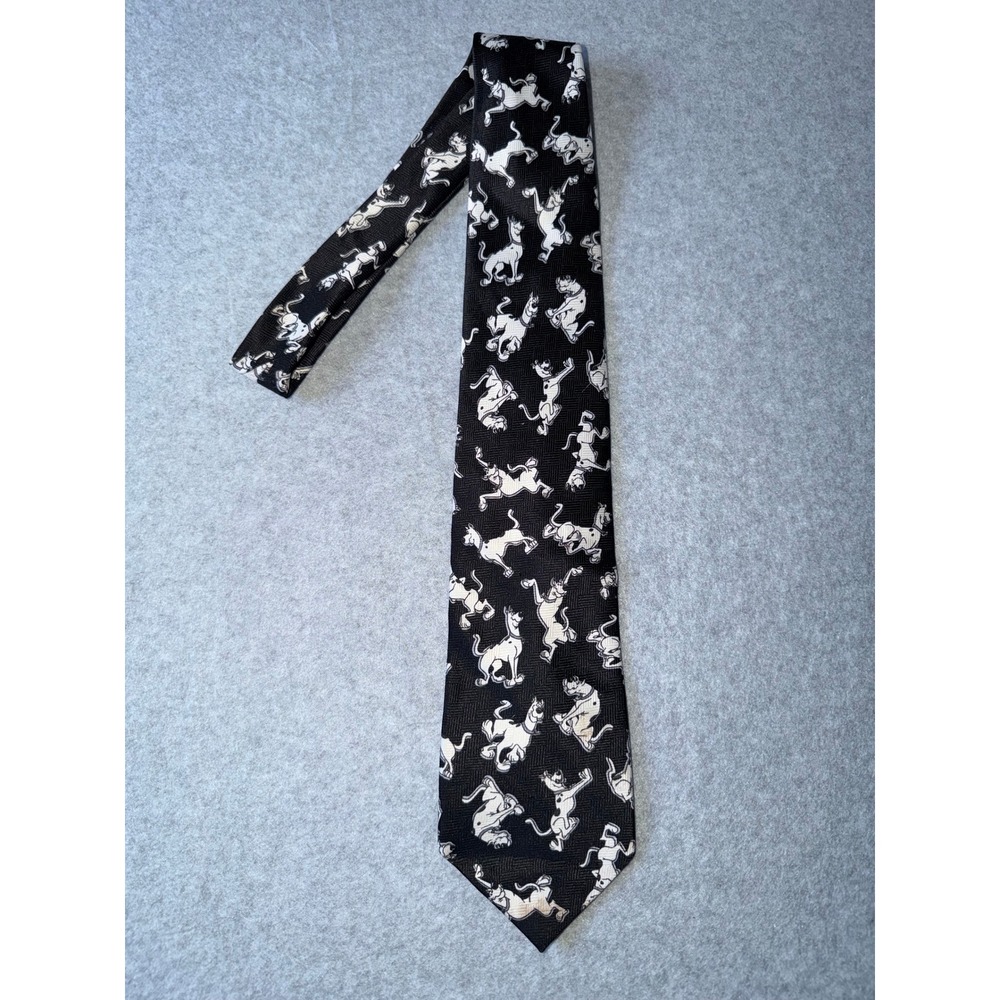 Vintage 1998 Scooby-Doo Hanna-Barbera Men Black Novelty Silk-Feel Polyester Tie